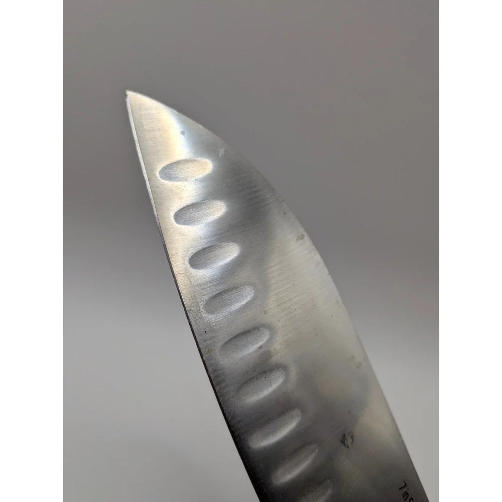 7 inch Santoku Knife Pink Handle Triple Riveted Stainless Steel Hollow Edge 7